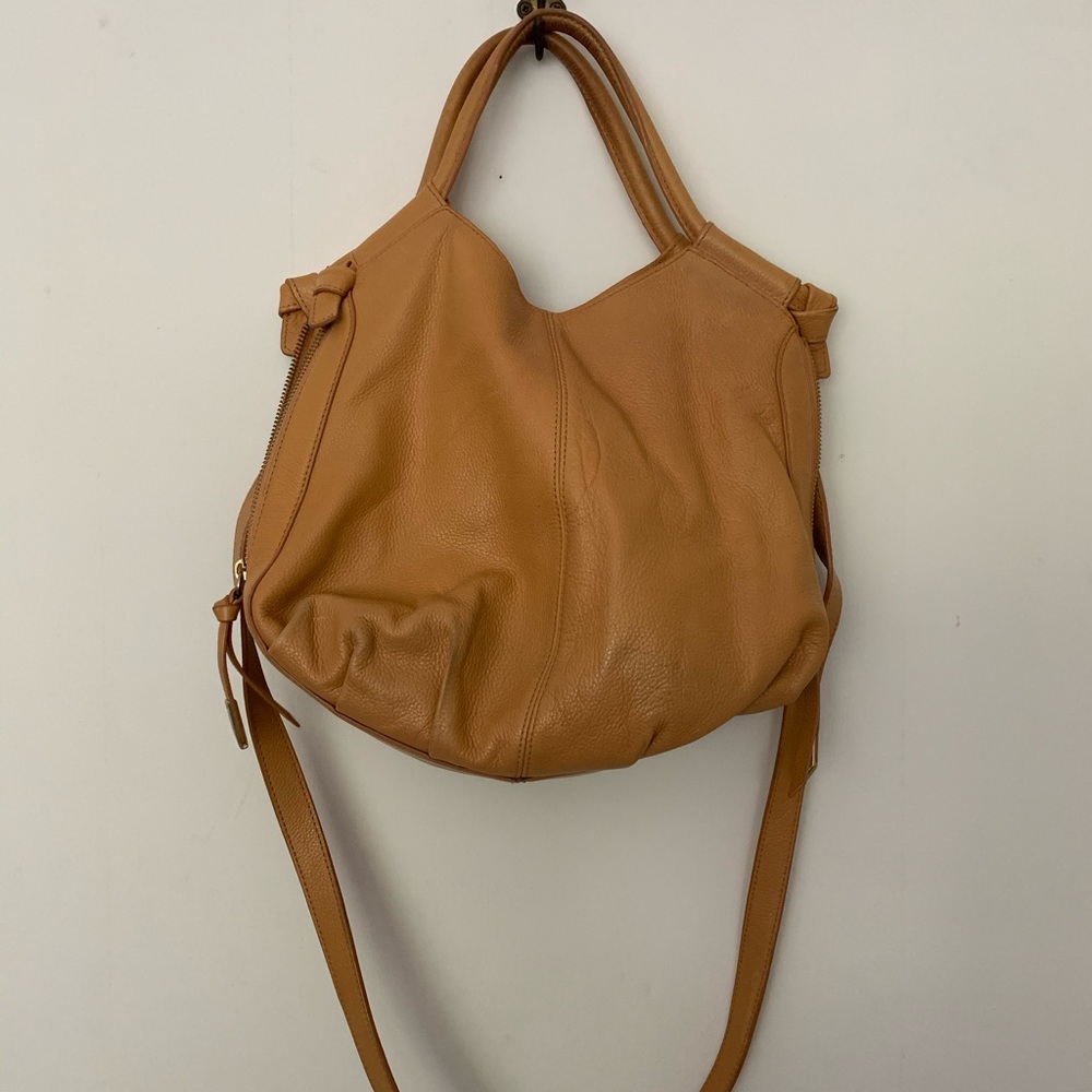 Foley + Corinna camel leather shoulder tote purse